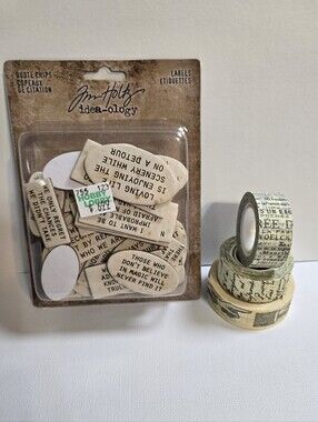 Tim Holtz Idea-ology Washi Tape Chipboard Junk Mixed Craft Lot